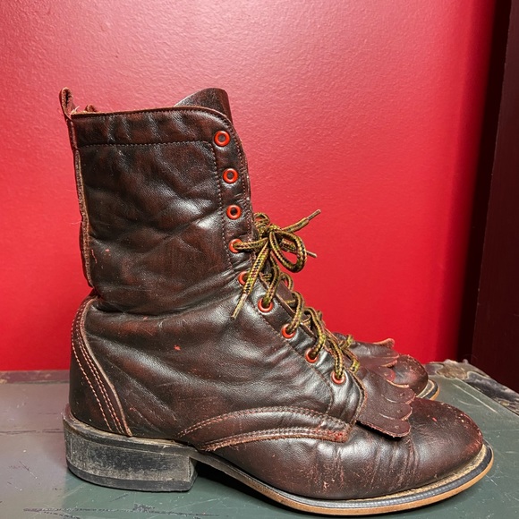 VINTAGE red leather booties! Please read description! - Picture 4 of 11